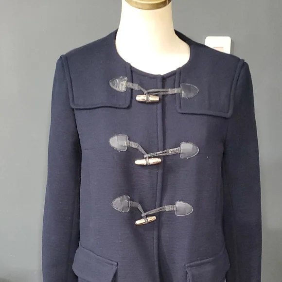 Sandro Women's Navy Toggle Pea Coat - Picture 3 of 17